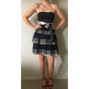 BCBG Max Azria Tiered Dress Black and Champagne 12